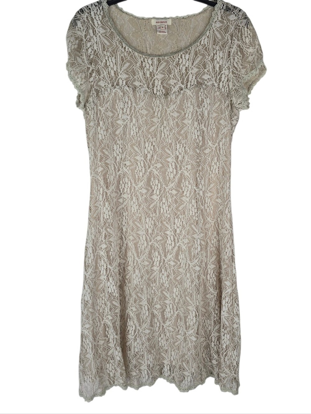 Sundance Women’s Medium Floral Lace Ecru Beige A-Line Dress Sun